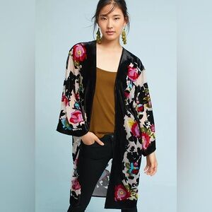Anthropologie Payton Kimono Floral Velvet Burnout OS